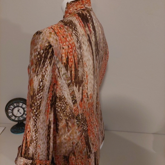Chicos Brown Cardigan Jacket Size 1 Linen‎ Open Front Snakeskin Animal Print - Picture 6 of 8